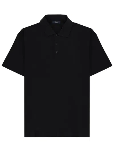 Herno Cotton Polo In Black