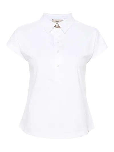 Herno Ever Cotton Interlock／new Popeline／monogram ポロシャツ In White