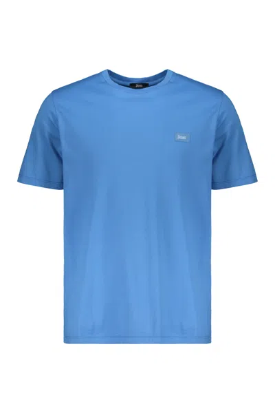 Herno Cotton Round Neck T-shirt In Blue