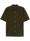 Herno Short-sleeved Cotton Shirt With Classic Collar In Green