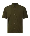 Herno Short-sleeved Cotton Shirt With Classic Collar In Green