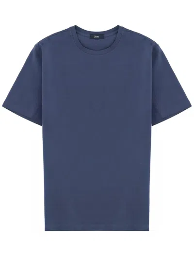 Herno Cotton Crew Neck Short Sleeve T-shirt In Blue
