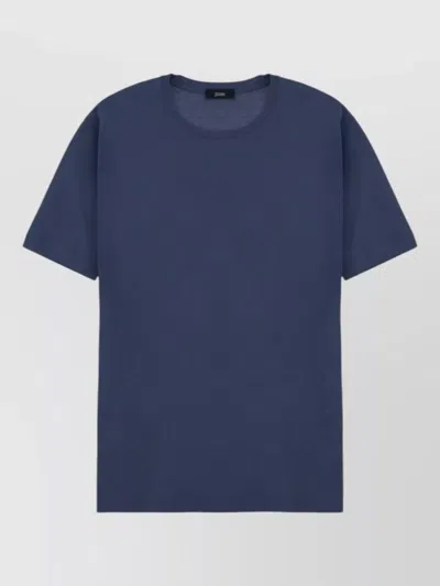 Herno Cotton T Shirt Short Sleeves Crew Neck In Blue