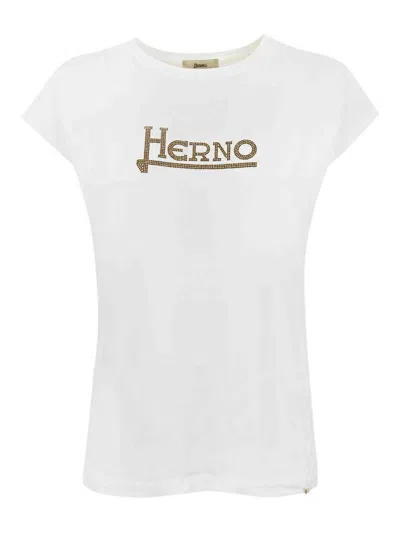 Herno Cotton T-shirt With Logo In White