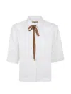 Herno Boxy White Poplin Shirt With Grosgrain Ribbon Tie In White
