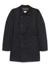 Herno Double-breasted Padded Stretch-shell Down Peacoat In Blue