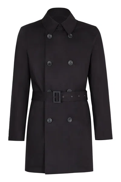 Herno Cotton Trench Coat In Blue