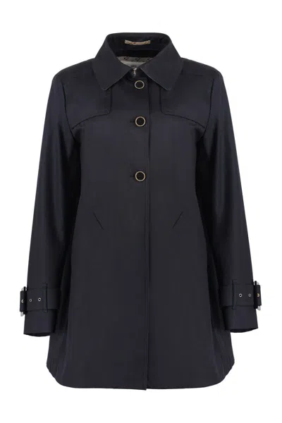 Herno Cotton Trench Coat In Blue