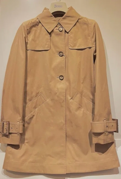 Herno Cotton Trench Jacket In Brown
