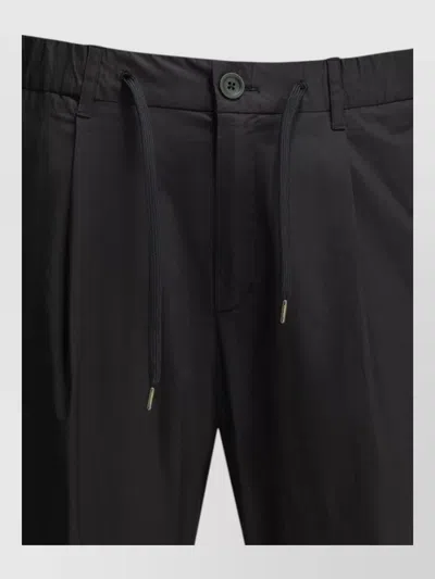 Herno Cotton Trousers Elastic Waistband Back Pocket In Black