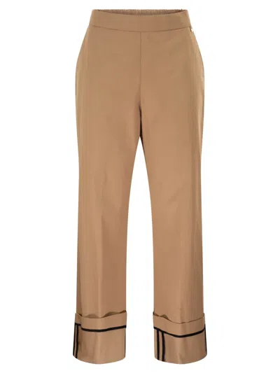 Herno Cotton Trousers With Maxi Turn-ups In Brown