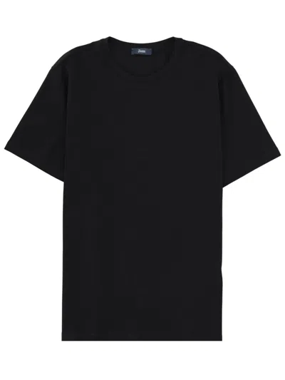 Herno Crew Neck Relaxed Fit Black Cotton T-shirt