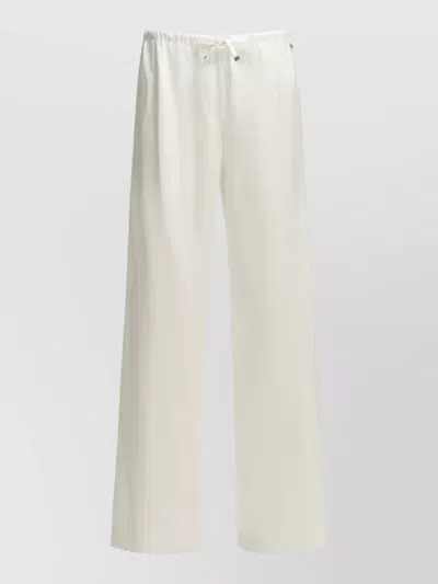 Herno Cotton Wide Leg Lightweight Trousers In White