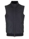 Herno Vest With High Collar And Zip Pockets In Blue