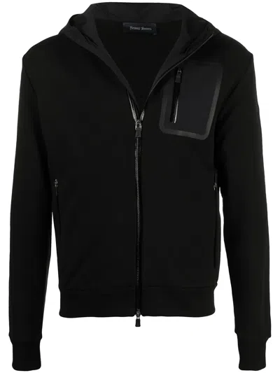Herno Multi Zip Pocket Hoodie In Nero