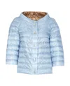 Herno Quilted Button Lightweight Padded Shiny Jacket In Blue
