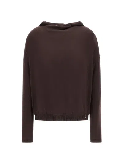 Herno Cowl-neck Long-sleeve Sweater In Brown