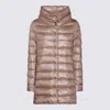Herno Light Brown Amelia Midi Down Jacket In Metallic