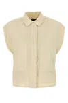 Herno Collared Vest Nylon Front Pockets In Neutral