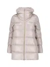 Herno Cream Shearling Collar Padded Down Coat In Multi
