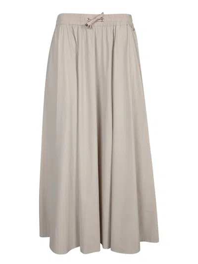 HERNO CREAM STRETCH NYLON MIDI SKIRT