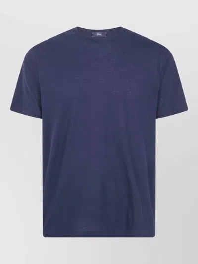 Herno Crepe De Chine Crew Neck T Shirt In Blue