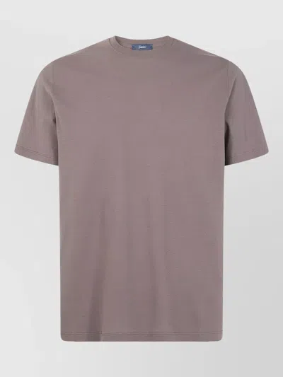 Herno Crepe De Chine Crew Neck T Shirt In Purple
