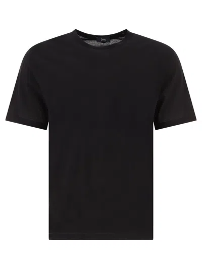 Herno Short-sleeved Crewneck T-shirt In Black