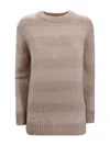 Herno Straight Cut Crew Neck Knit Jumper In Brown