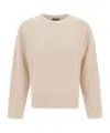 Herno Crew Neck Long Sleeve Sweater In Neutral
