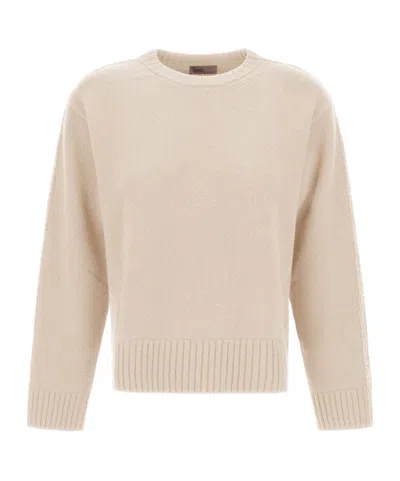 Herno Crew Neck Long Sleeve Sweater In Neutral