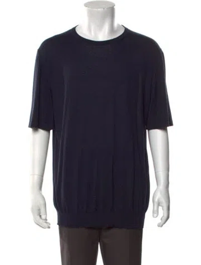 Pre-owned Herno Crew Neck Short Sleeve In Blue
