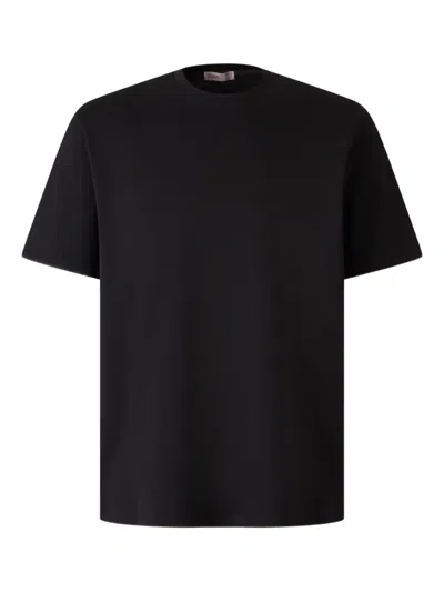 Herno Classic Short-sleeve Round-neck T-shirt With Stretch Fabric In Black