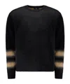 Herno Striped-cuff Crew-neck Sweater In Black