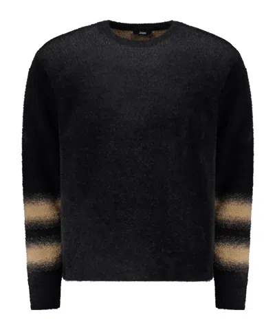 HERNO STRIPED-CUFF CREW-NECK SWEATER
