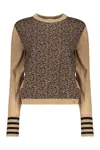 Herno Crew Neck Sweater With Puff Sleeves In Brown