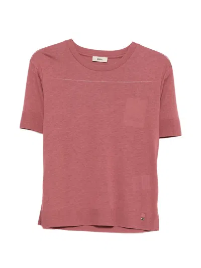 Herno Crew-neck T-shirt In Pink