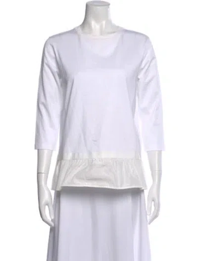 Pre-owned Herno Crew Neck Three-quarter Sleeve Top In White