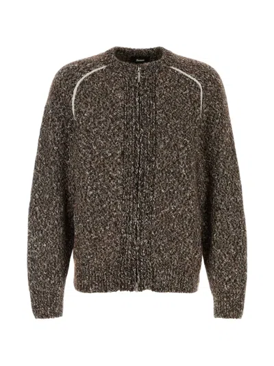 Herno Crew-neck Cardigan In Brown