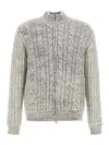 Herno Cable-knit Wool Jacket In Gray