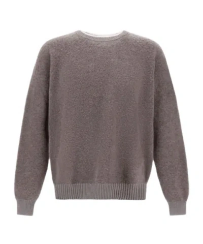 Herno Crew-neck Knit Sweater In Brown