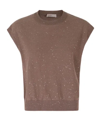 Herno Crew-neck Knit Top In Brown