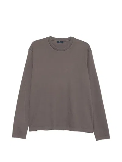Herno Crew-neck Long-sleeve Sweater In Gray
