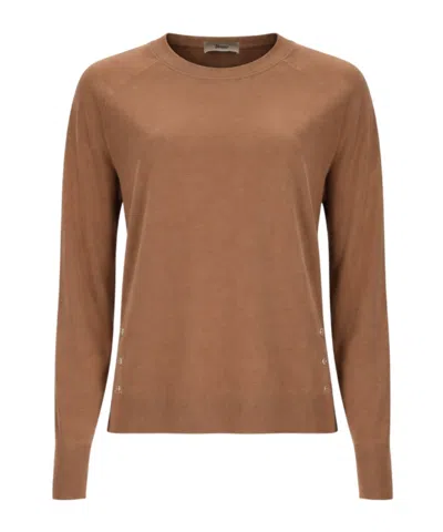 Herno Crewneck Ribbed T-shirt In Brown