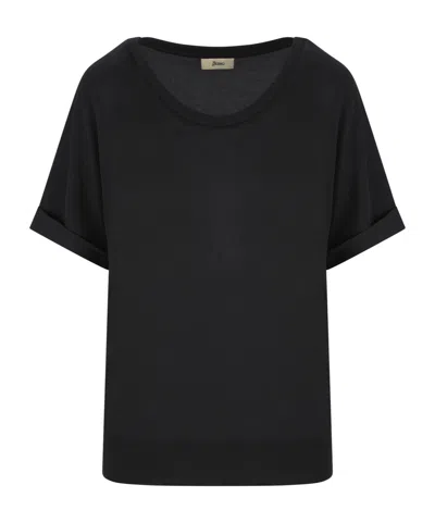 Herno Crewneck Short-sleeved T-shirt In Black