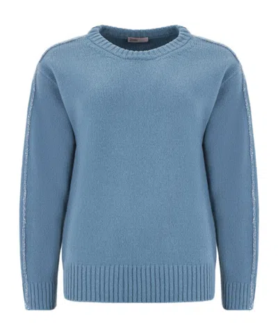 Herno Crew-neck Wool Sweater In Blue