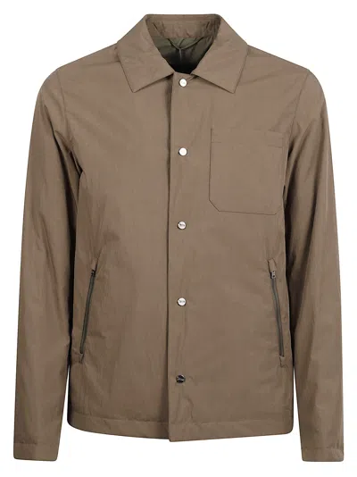 Herno Crinkle Nylon Shirt Jacket In Green
