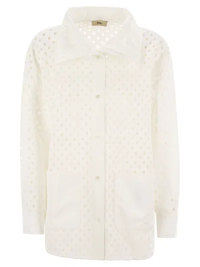 HERNO CROCHET-EFFECT SHIRT-CUT JACKET