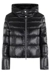 Herno Cropped Black Bomber Jacket In Black