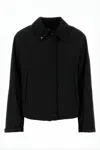 Herno Cropped Black Jacket With Classic Collar In Black